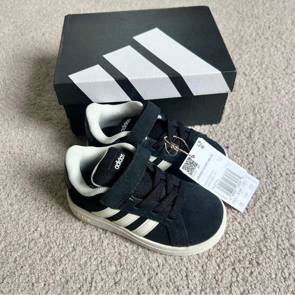 Sz 7K Adidas Toddler Grand Court 00s EL Shoes Blue White Suede Sneakers New